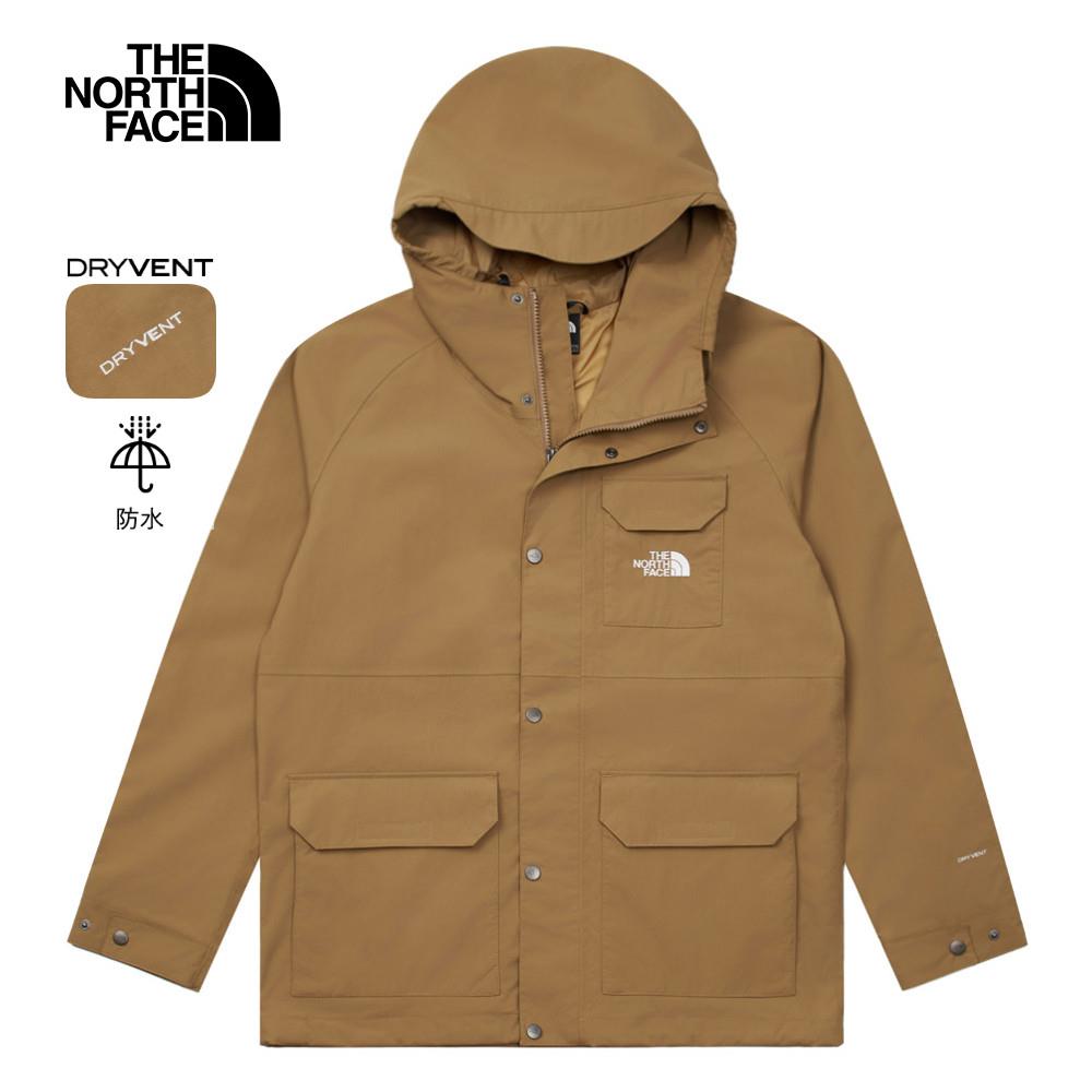 The North Face北面男款棕色防水透氣多口袋連帽衝鋒衣｜88RA8W0