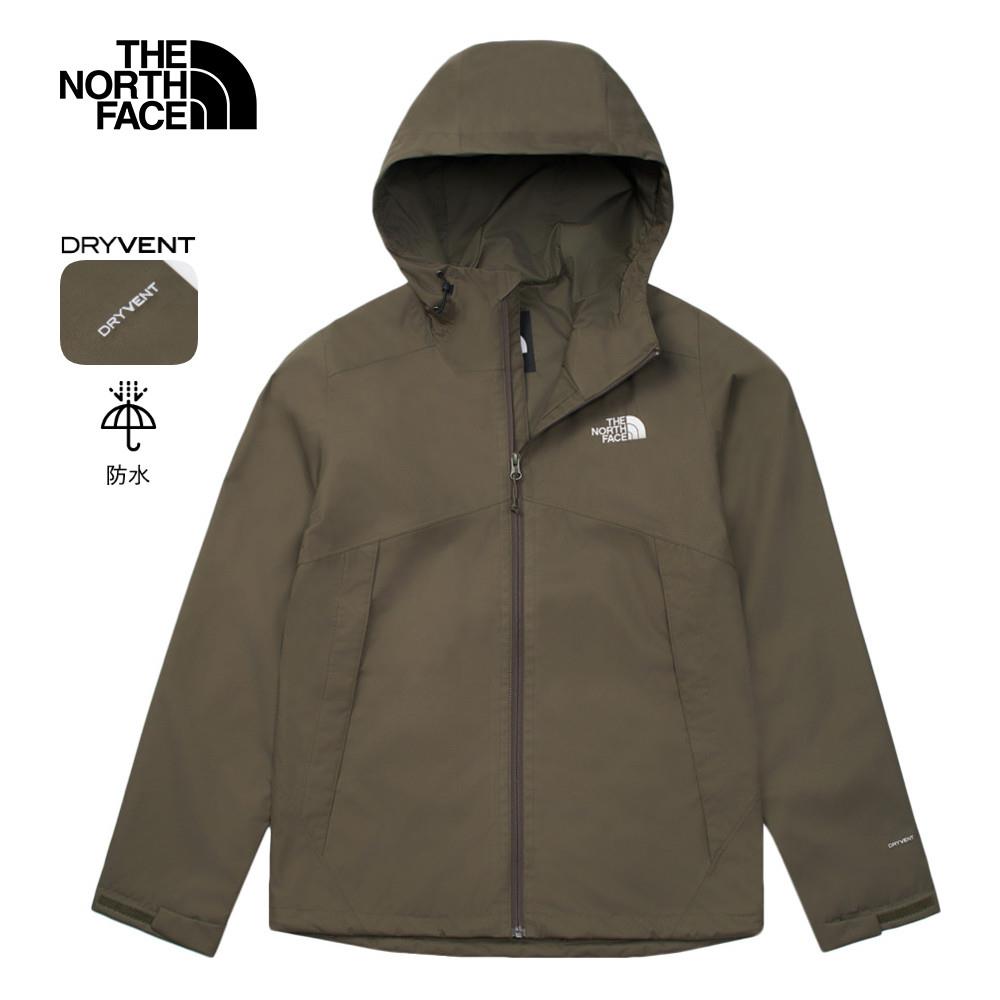 The North Face北面男款綠色防水透氣連帽衝鋒衣｜88RD21L