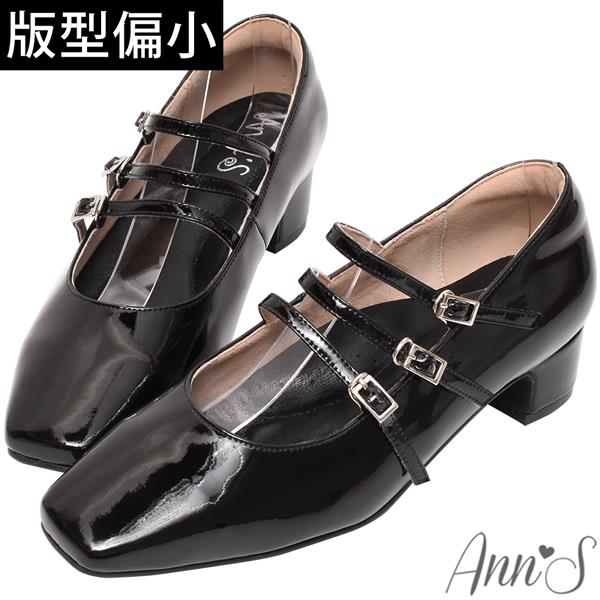 🍀兩雙現折$699🍀Ann’S懂穿搭的小姐姐-三條細帶軟漆皮粗跟方頭瑪莉珍鞋4cm-黑(版型偏小)