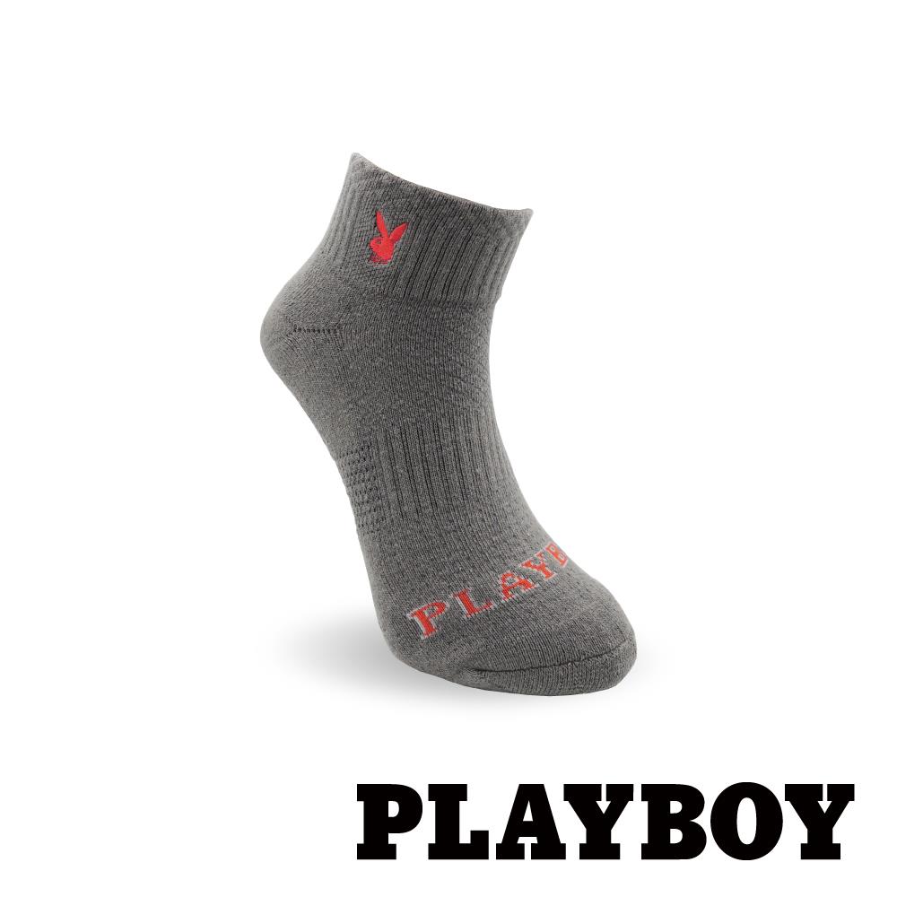 【襪款任選4雙$395 、9雙$750】 PLAYBOY  刺繡純色機能運動女襪-深灰(BF5719)