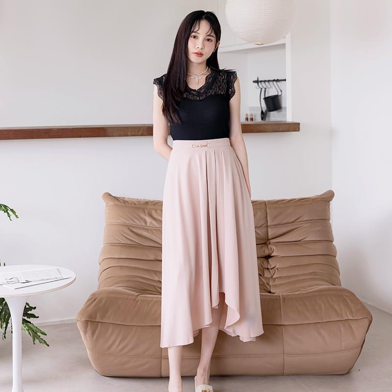【早春新品】HS 粉彩金鏈長裙 氣質粉
