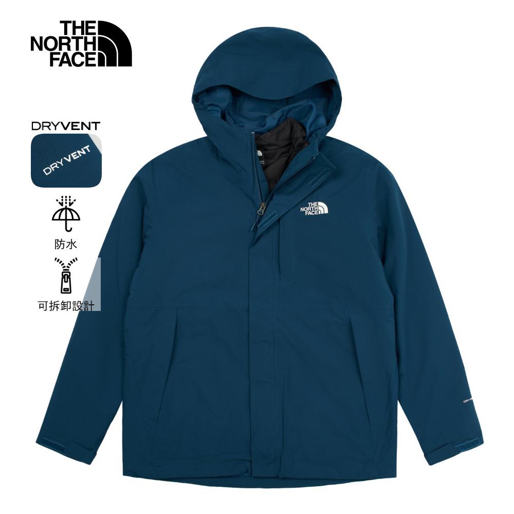 The North Face北面男款藍色防水透氣保暖鋪棉內裡三合一外套｜81RN5LO