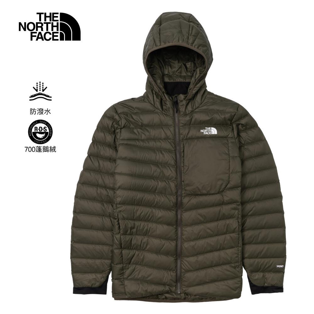 The North Face北面男款灰褐色防潑水舒適保暖連帽羽絨外套｜89ZQ21L