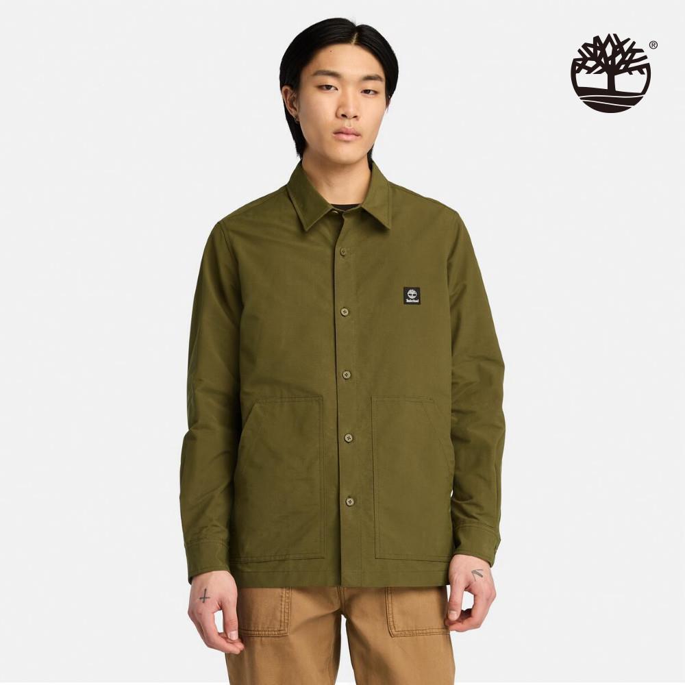 【網路限定】Timberland 男款橄欖綠色長袖襯衫外套|A5M3J302
