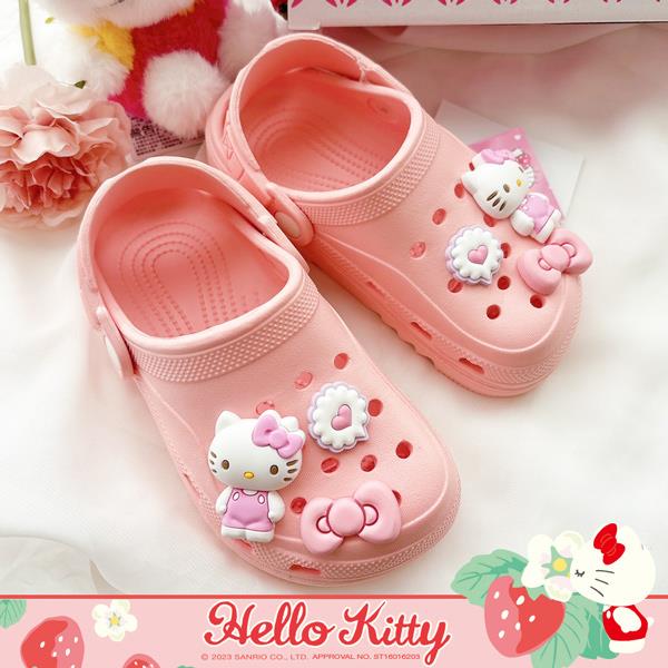 ✨NEW✨Ann’S正版三麗鷗授權-HELLO KITTY可兩穿兒童防水洞洞鞋3cm-粉