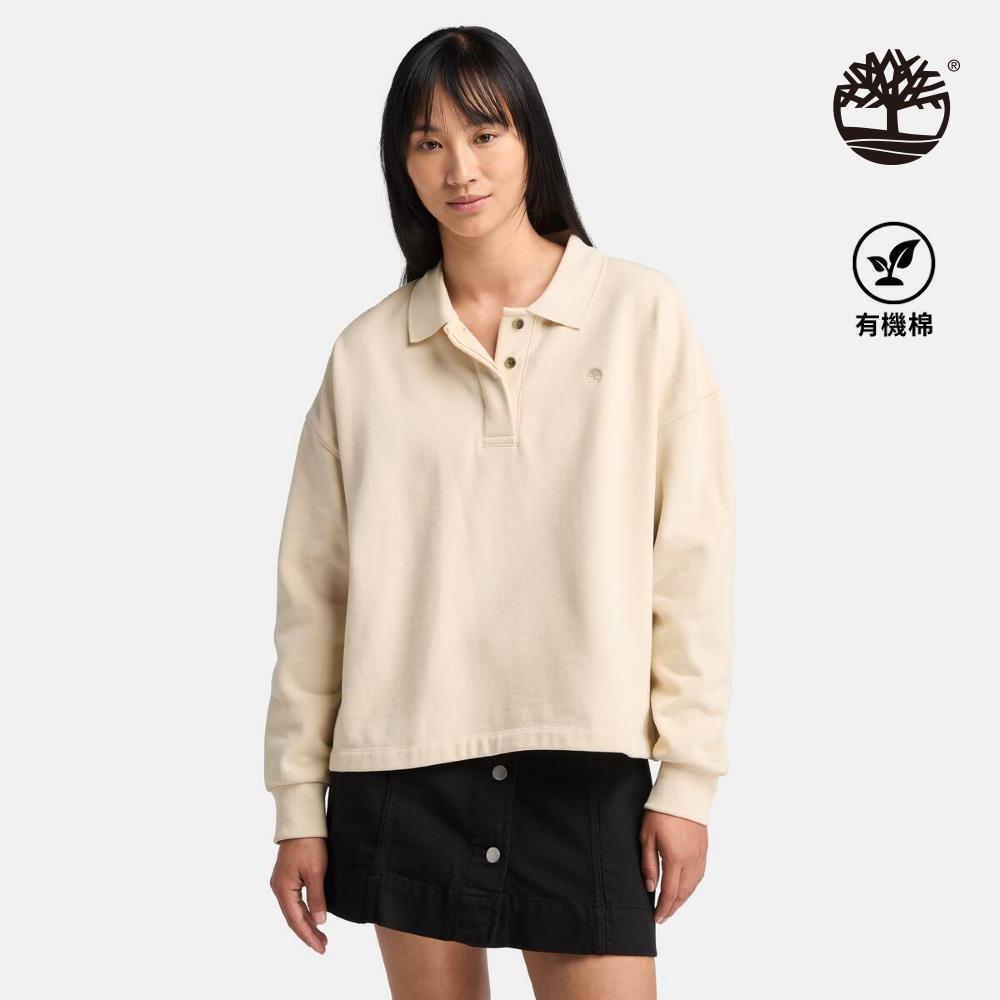 Timberland 女款象牙色長袖POLO衫|A5Z6FEFL