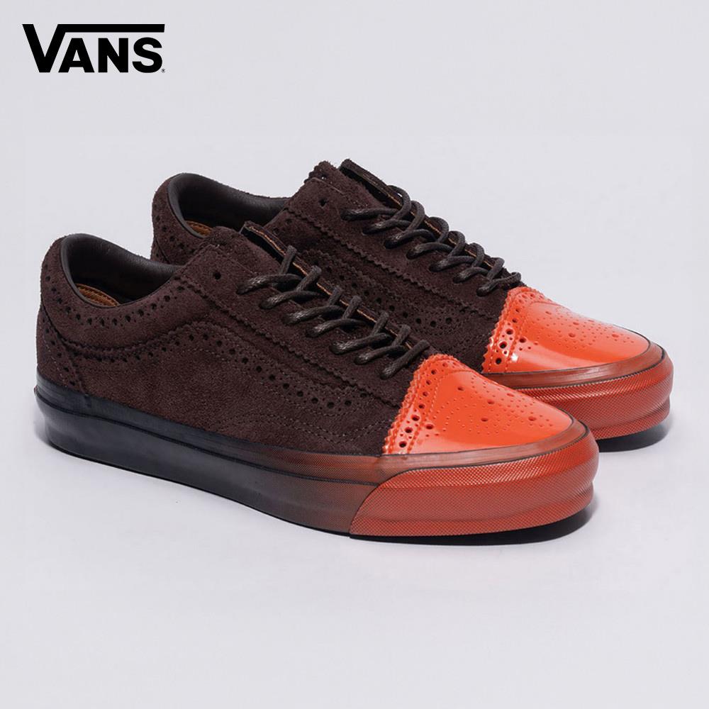 Vans Tokyo Design Collective Premium LX Old Skool Brogue 男女款咖啡色/橘色滑板鞋