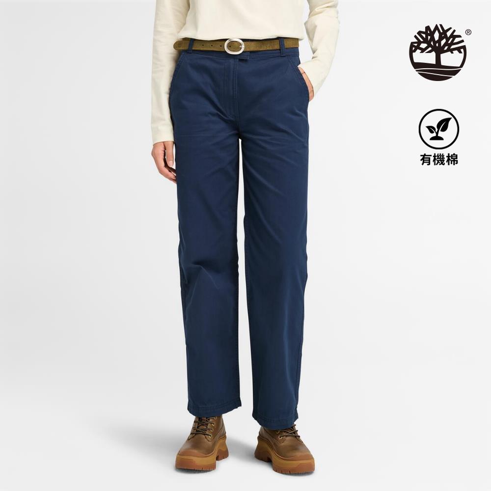 Timberland 女款深藍色直筒休閒長褲|A5ZVY451
