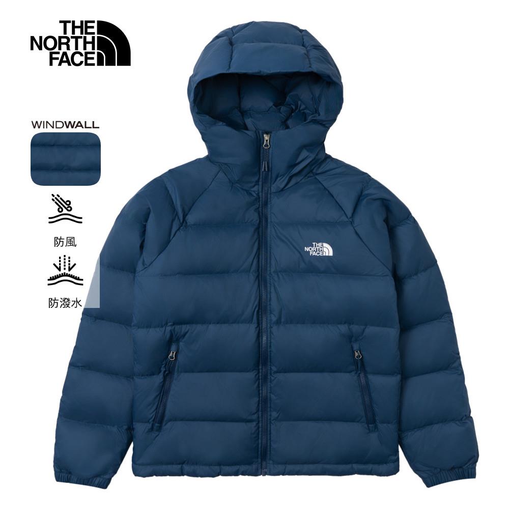 The North Face北面男款藍色防風防潑水保暖連帽羽絨外套｜7W7G1NO