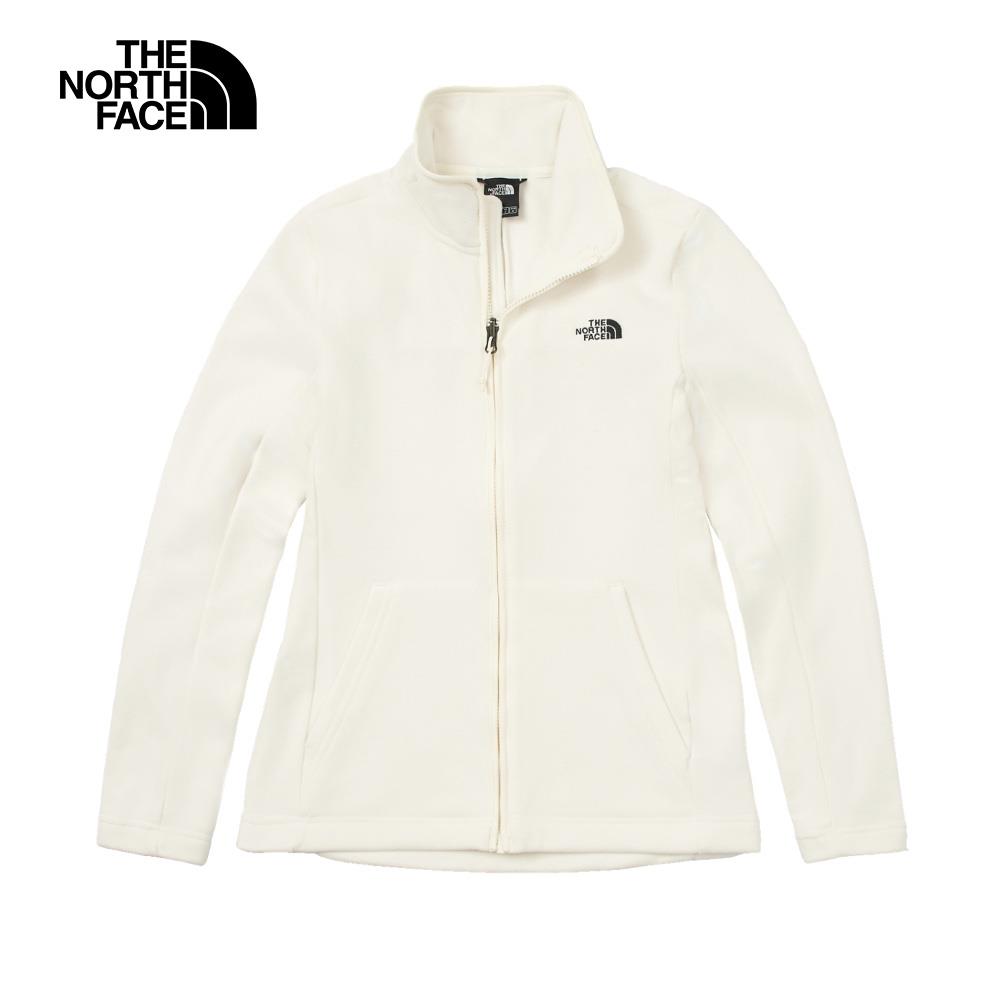 The North Face北面女款米白色保暖舒適休閒立領抓絨外套｜88RQQLI