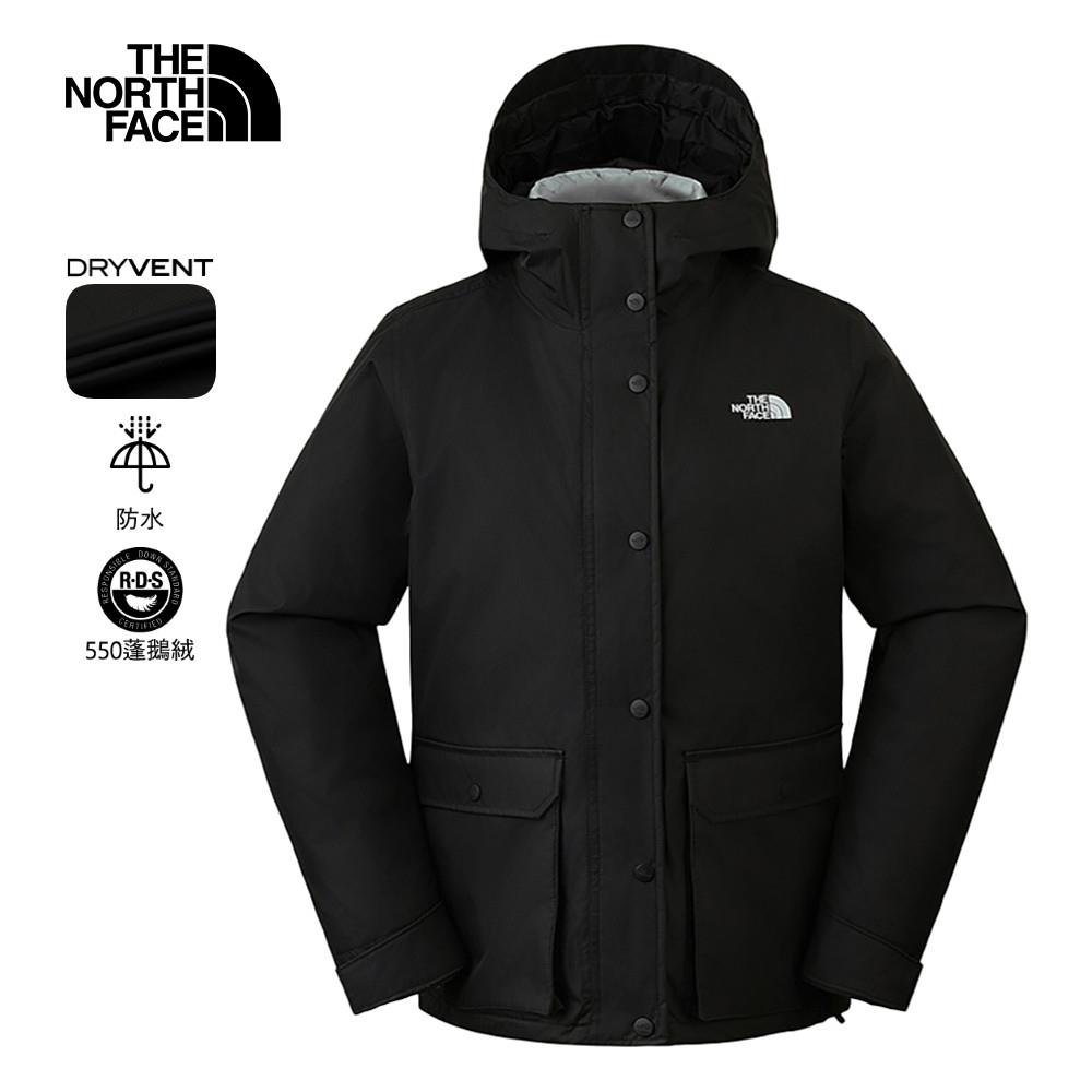 The North Face北面女款黑色防水透氣保暖連帽羽絨內裡三合一外套｜88RW7O1