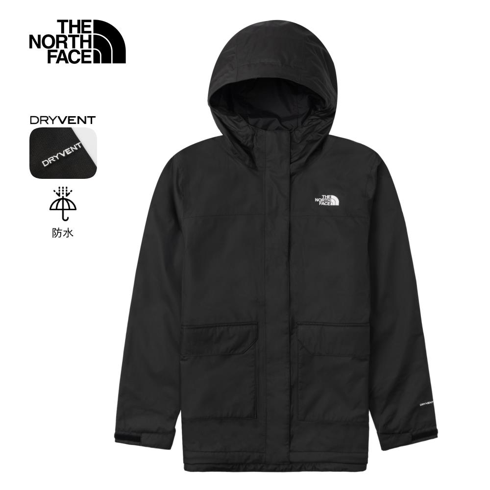 The North Face北面女款黑色防水透氣連帽衝鋒衣｜88RSJK3