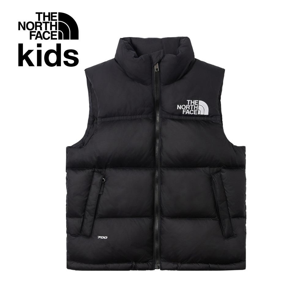 【經典ICON】The North Face北面Nuptse兒童黑色DWR防潑水羽絨背心｜8A4BJK3 700蓬鬆度