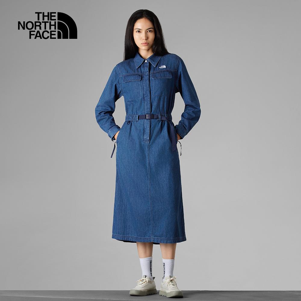 The North Face北面UE女款藍色腰部可調節牛仔長裙｜8A7RDF7