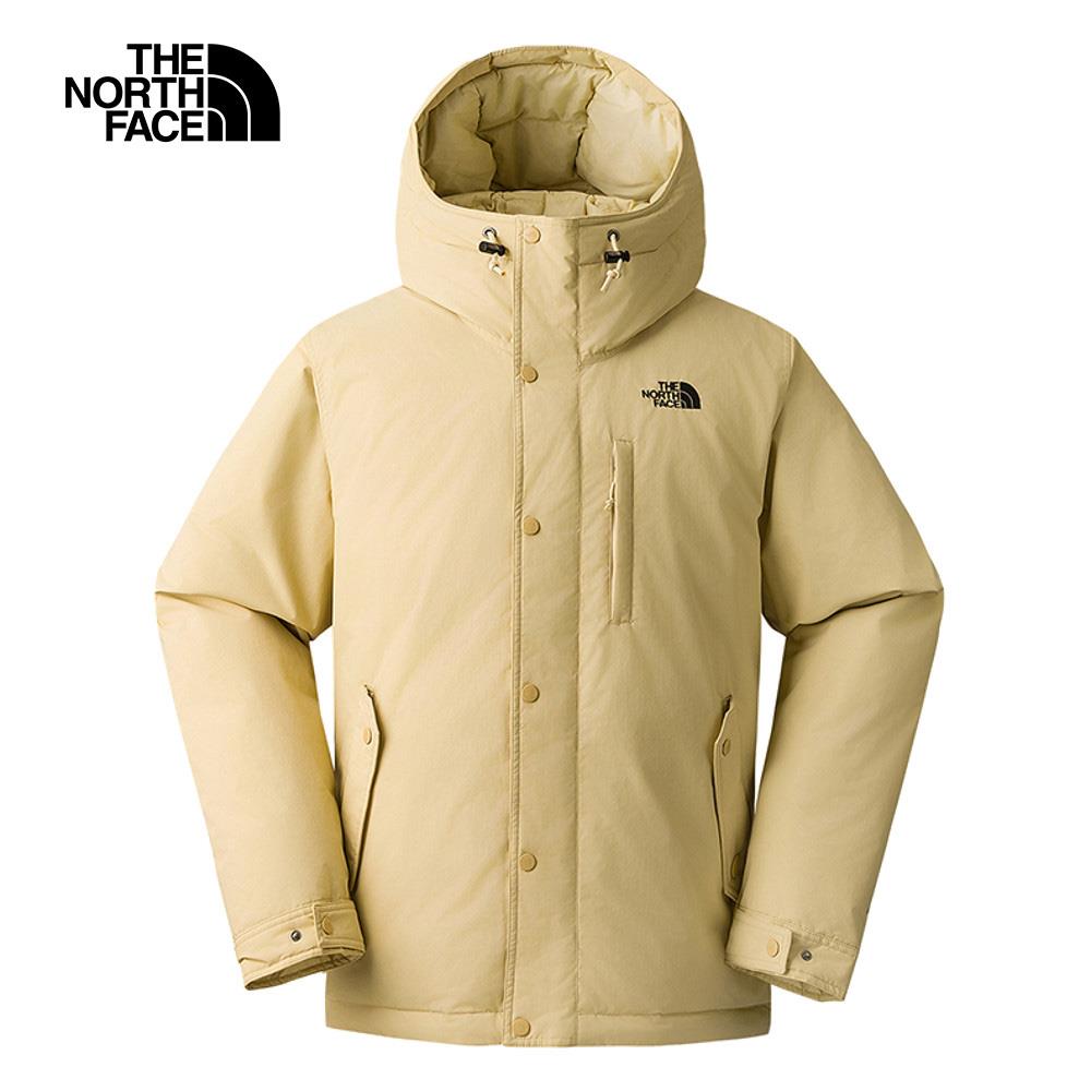 The North Face北面男款卡其色DWR防潑水保暖連帽羽絨外套｜88R4AWA 550蓬鬆度