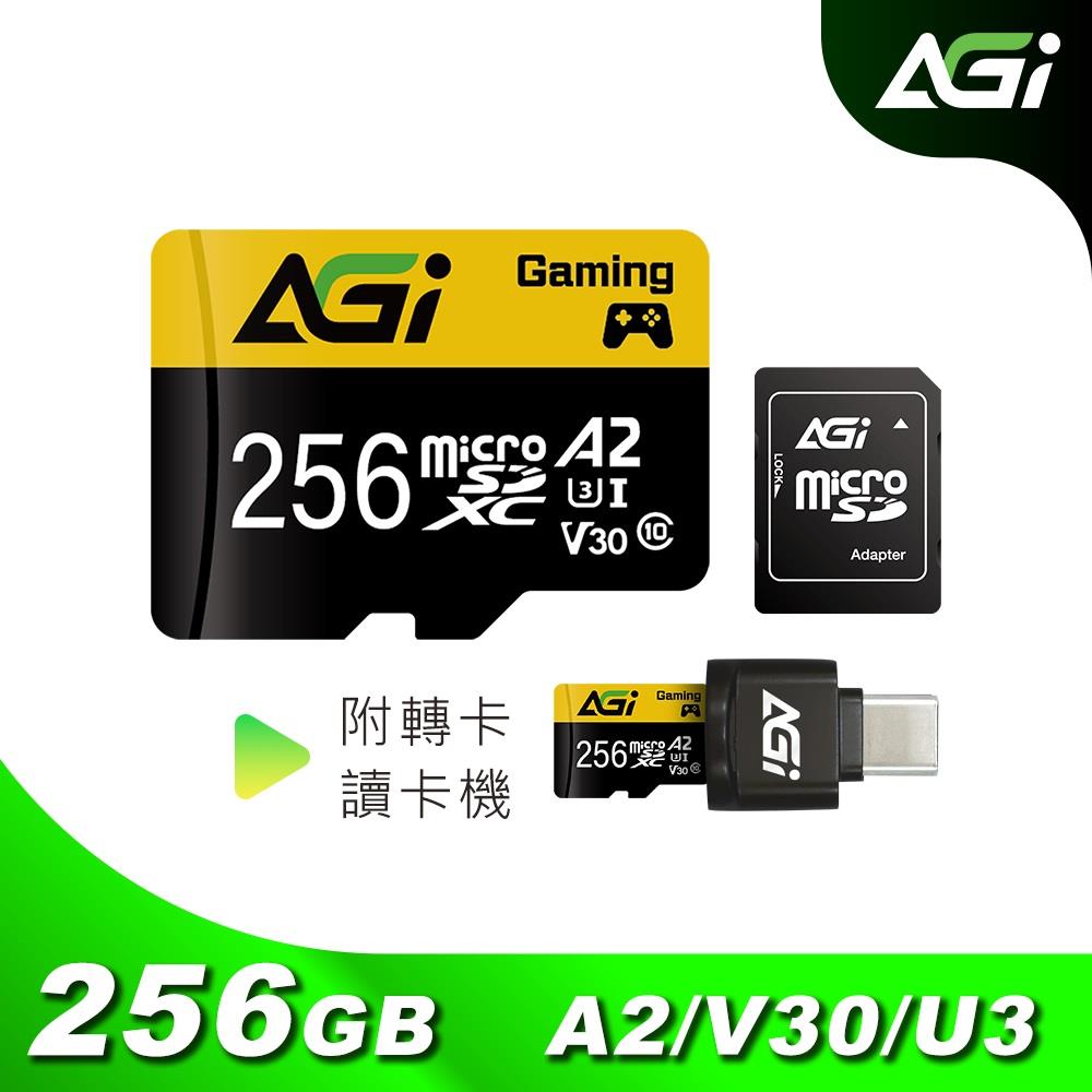 【AGI】U3 A2附轉卡  讀卡機((TF138-256GB KIT)(microSD記憶卡))