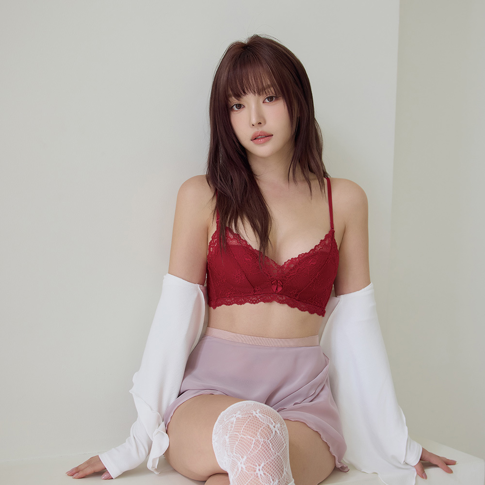 內衣【棉花樂芬妮】短膠骨軟鋼圈棉花杯舒適內衣(酒紅)