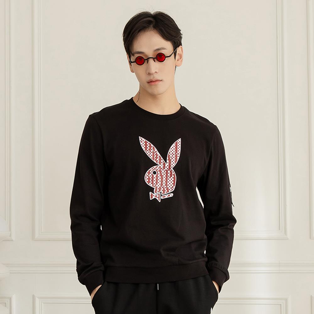 PLAYBOY - 字母排版兔頭圖案上衣 - 黑色/642-015-09-1