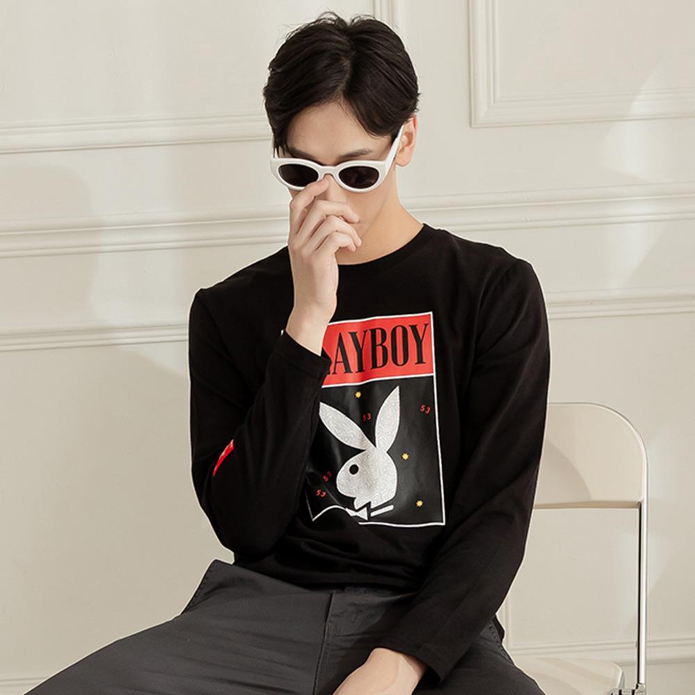 PLAYBOY - 經典滿版反光印上衣 - 黑色/642-016-09-1