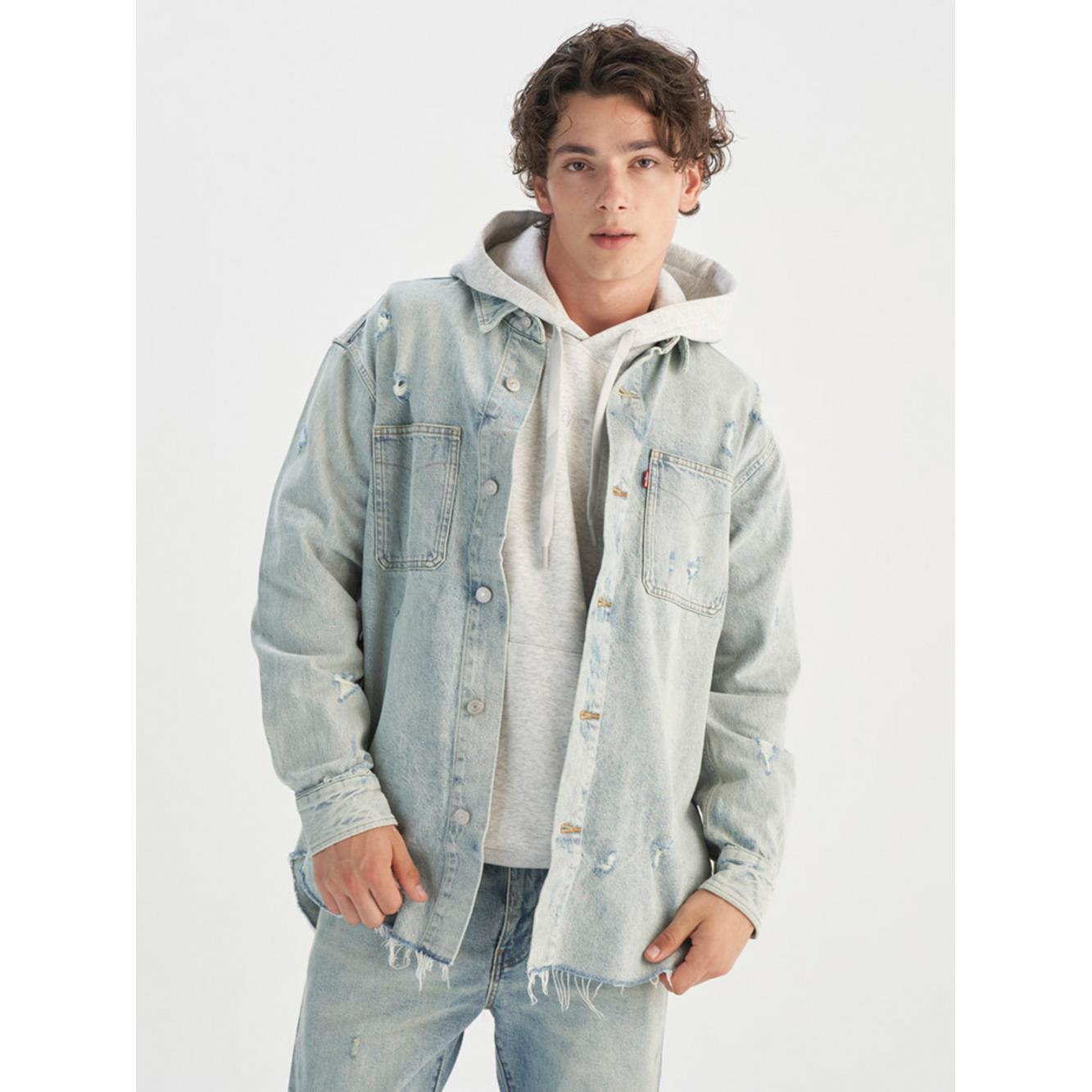 Levi’s® 男款 抓破 貓鬚 襯衫外套 牛仔外套  熱賣單品