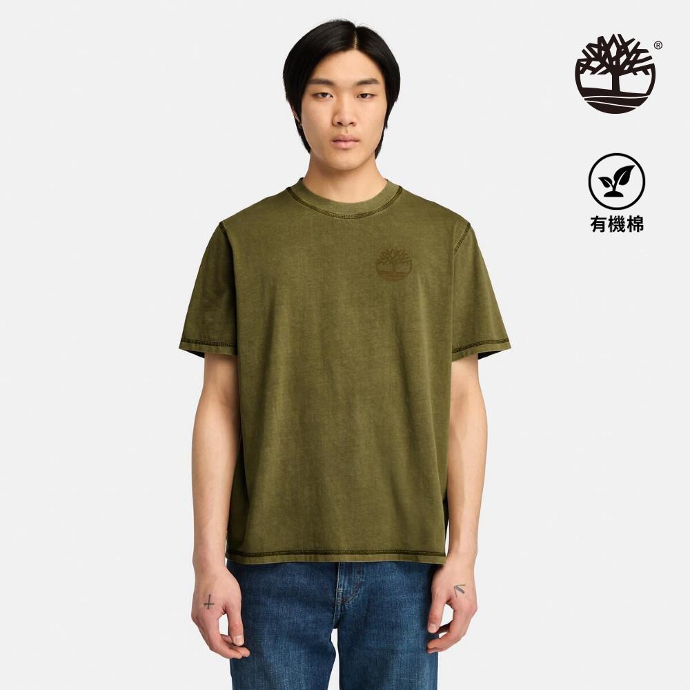 Timberland 男款橄欖綠色背部印花短袖T恤|A6993302