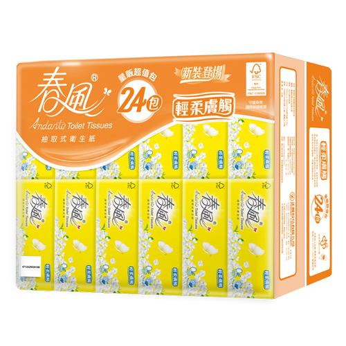【春風】宅配箱購輕柔膚觸抽取衛生紙(100抽*24包*3串/箱)