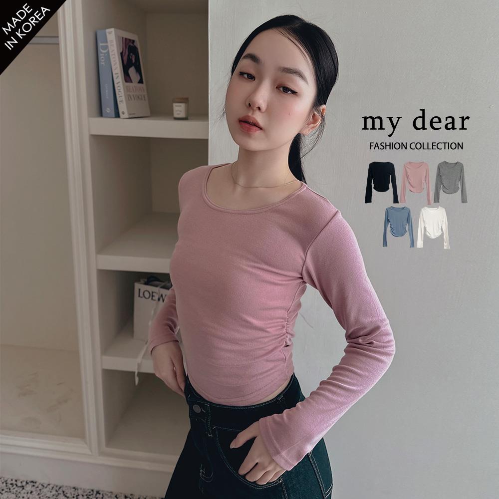 MD韓製79折/現貨/顯身材側抓皺素面上衣５色【A01240541】