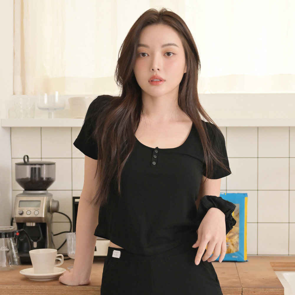 睡眠內衣【Hold U Day Night】U領晚安推推睡衣​(Oreo黑)