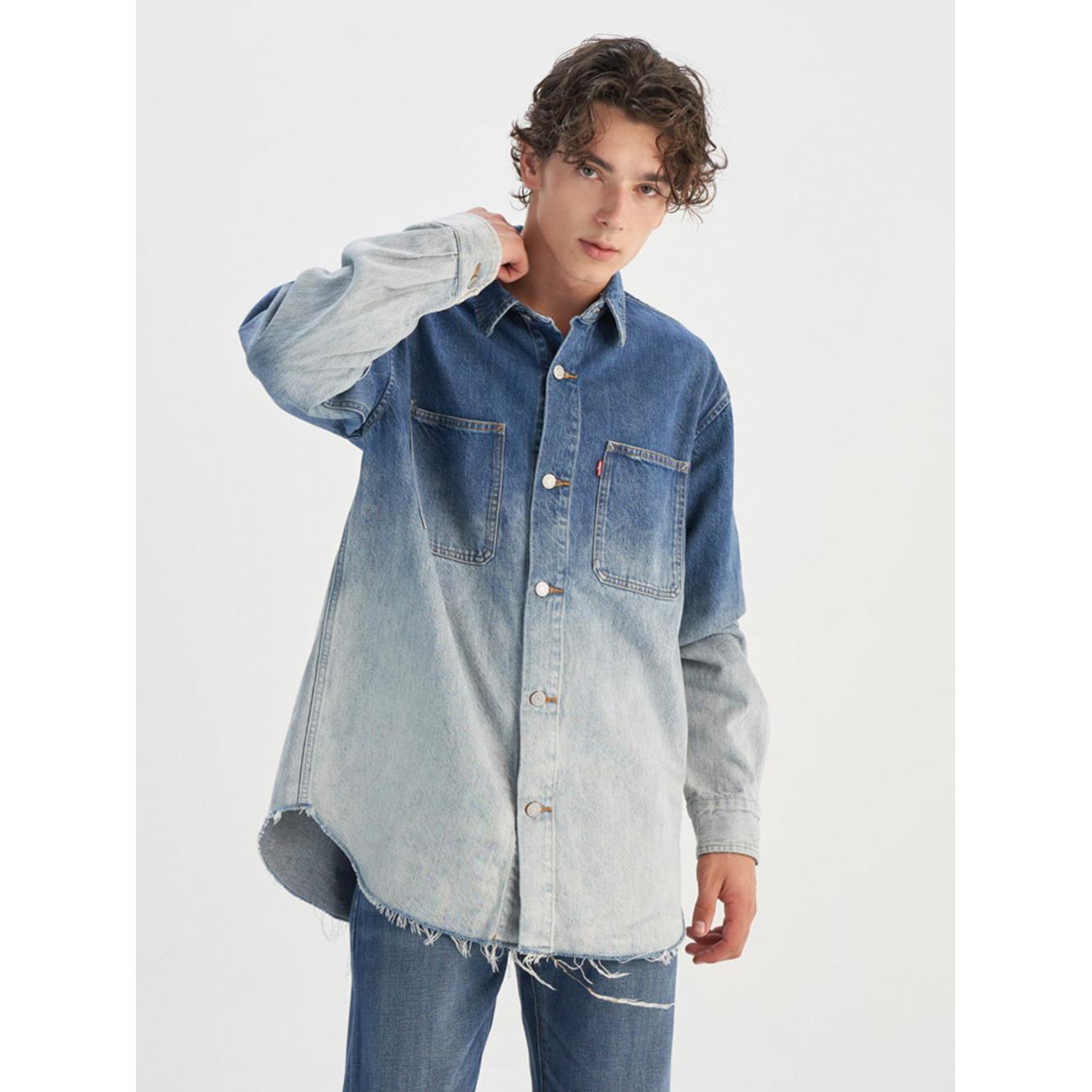 Levi’s® 男款 漸層 貓鬚 襯衫外套 牛仔外套 熱賣單品