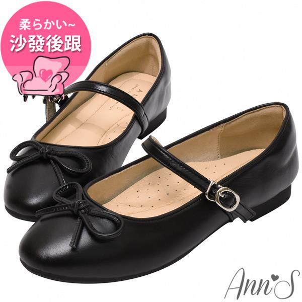 🎁買就送鞋撐🎁Ann’S柔軟牛皮真皮蝴蝶結瑪莉珍圓頭平底娃娃鞋-黑