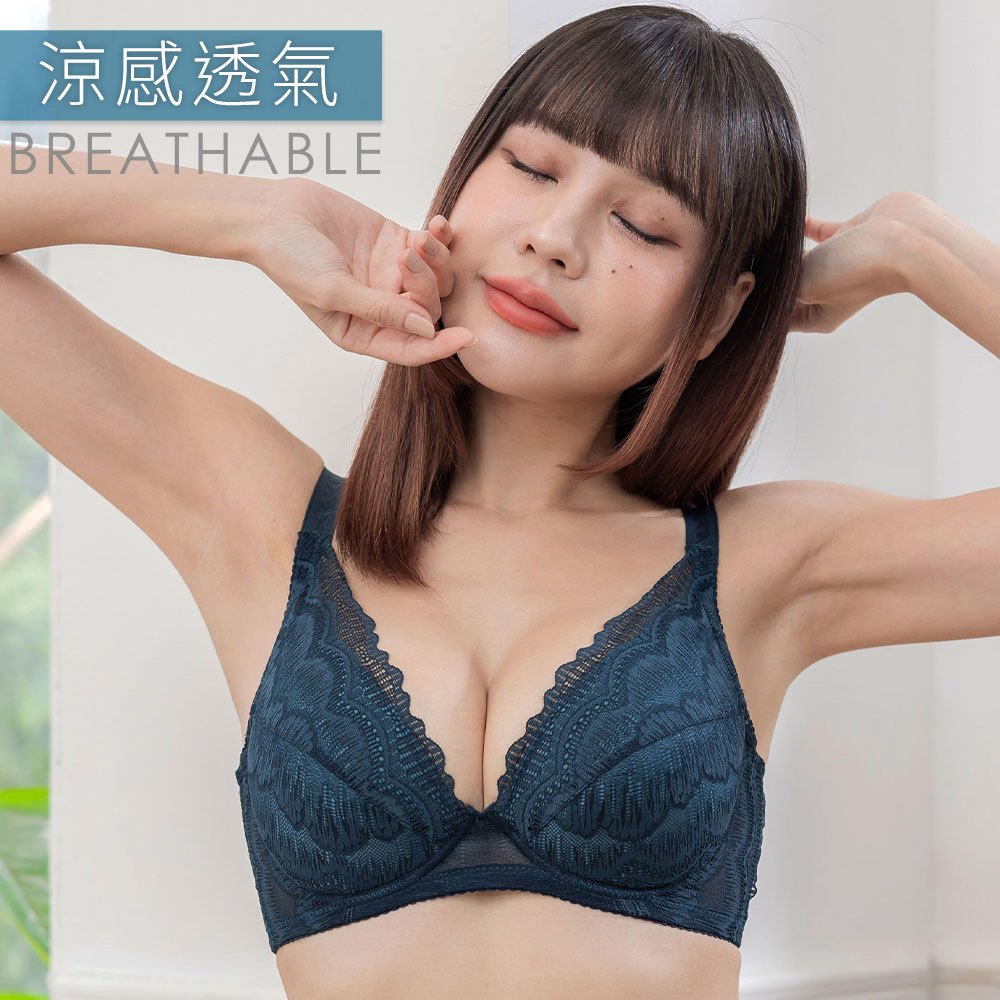 內衣 迷戀妳 性感V胸親膚薄杯款 C-F/水鴨藍