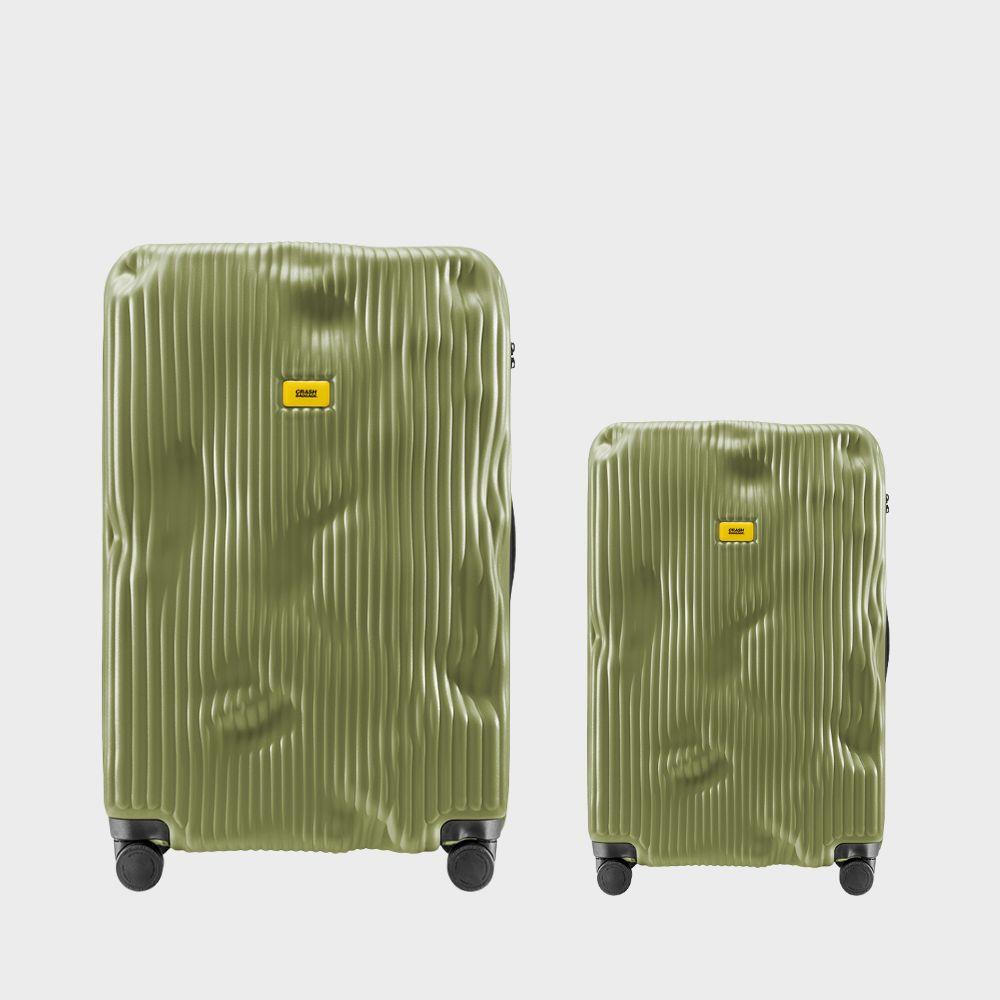 【Crash Baggage】條紋撞擊行李箱 橄欖綠(登機箱+31吋)