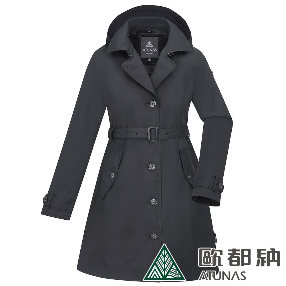 女款休閒長版GORE-TEX+保暖羽絨二件式外套(A1GT2308W黑/防水/防風/透氣/旅遊/禦寒)