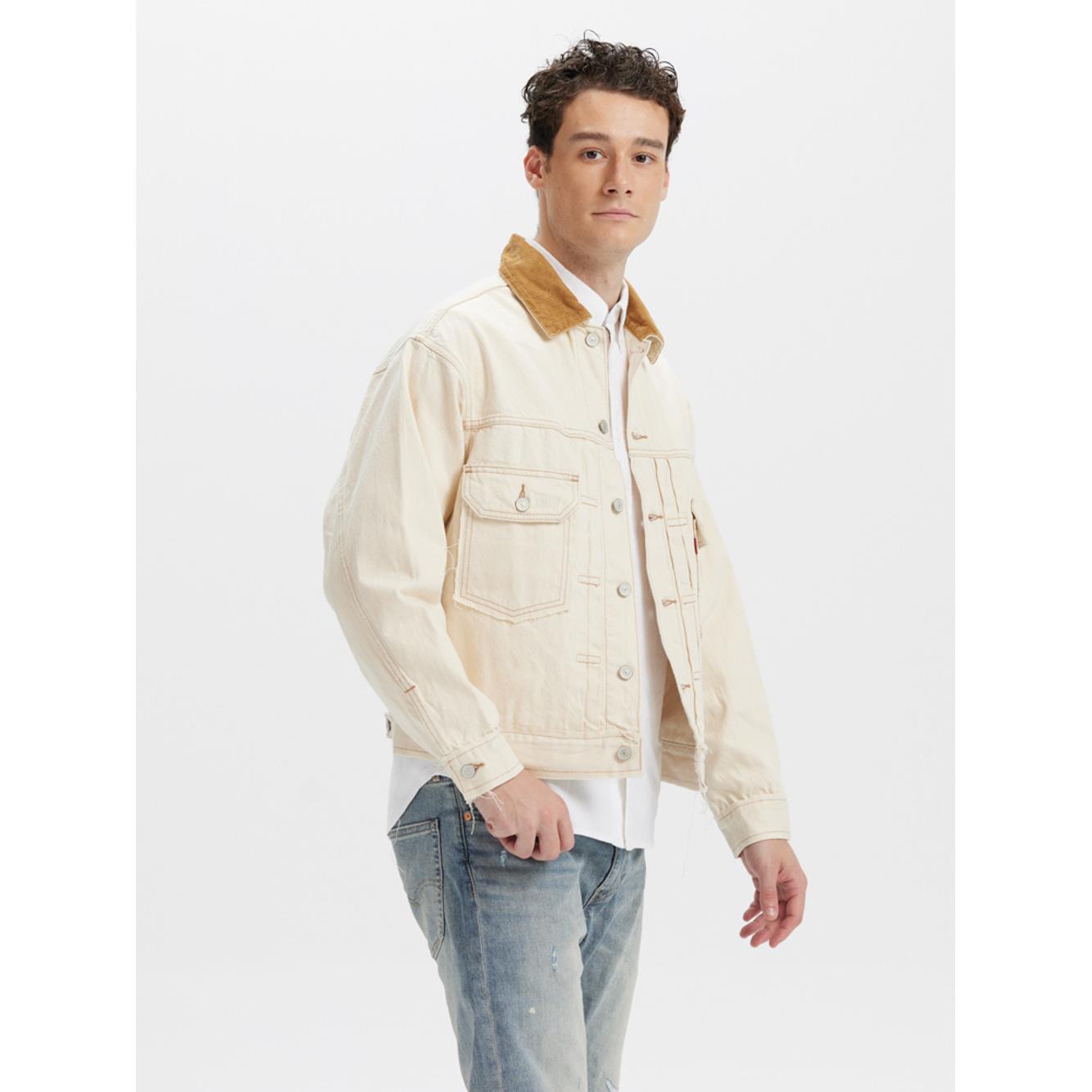 Levi’s® 男款 Type2 Oversize 復古寬鬆版牛仔外套 白色牛仔外套 熱賣單品