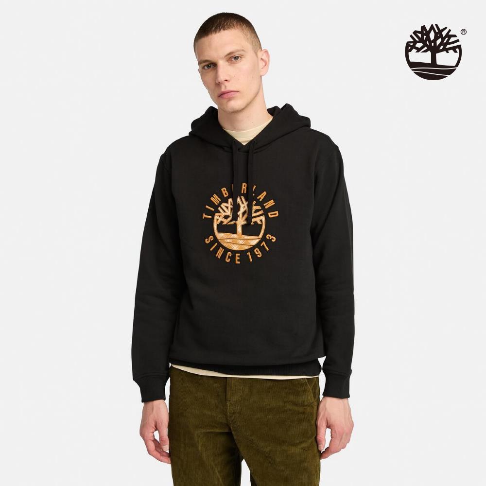 Timberland 男款黑色LOGO印花連帽上衣|A696K001