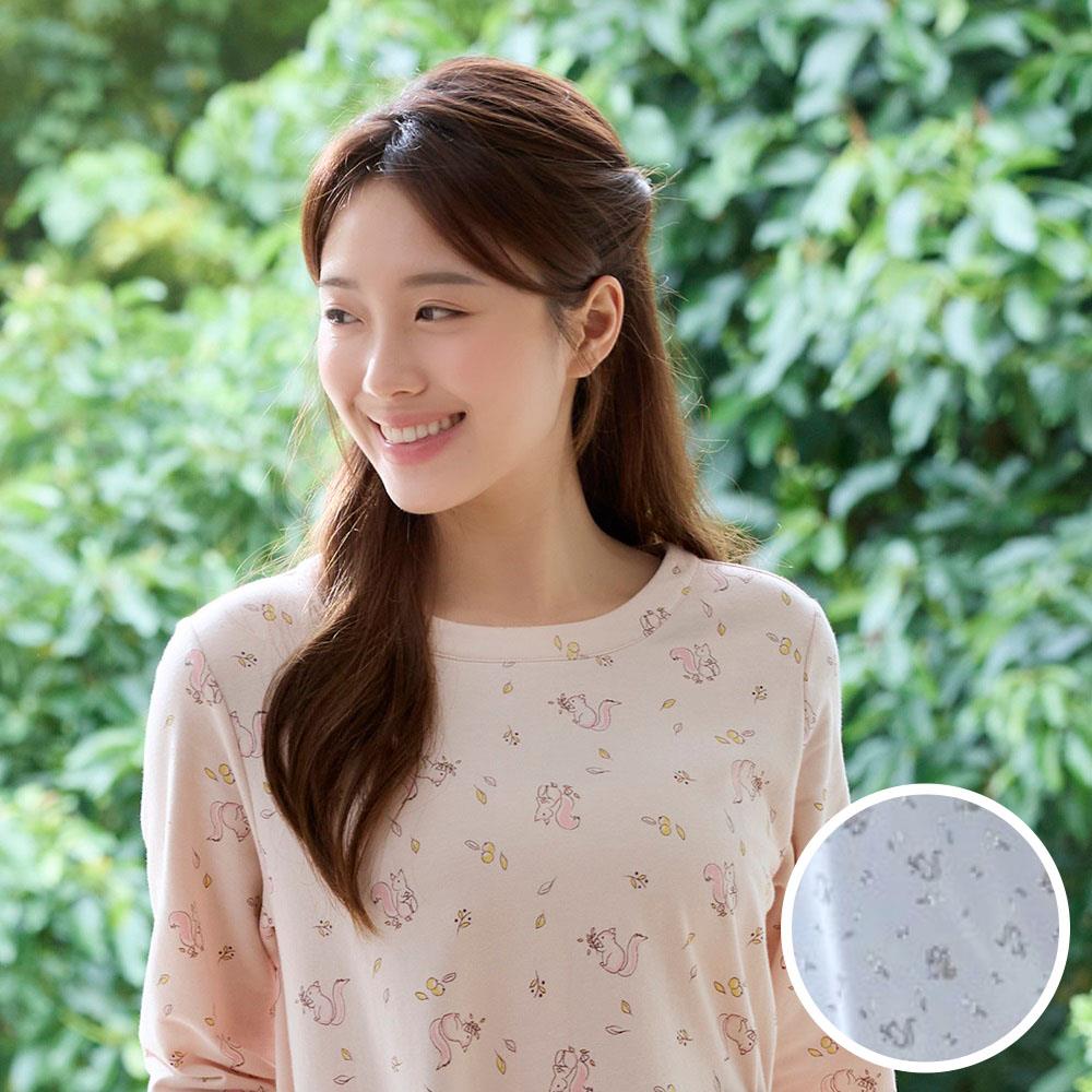 華歌爾睡衣-Pretty Amy系列 M-L純棉針織印花無開襟洋裝(百搭灰) LWY48943FD