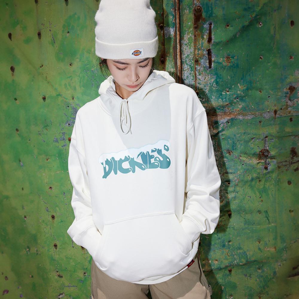 Dickies男款米白色胸前趣味Logo文字印花設計休閒連帽大學T|DK0A88CTC48