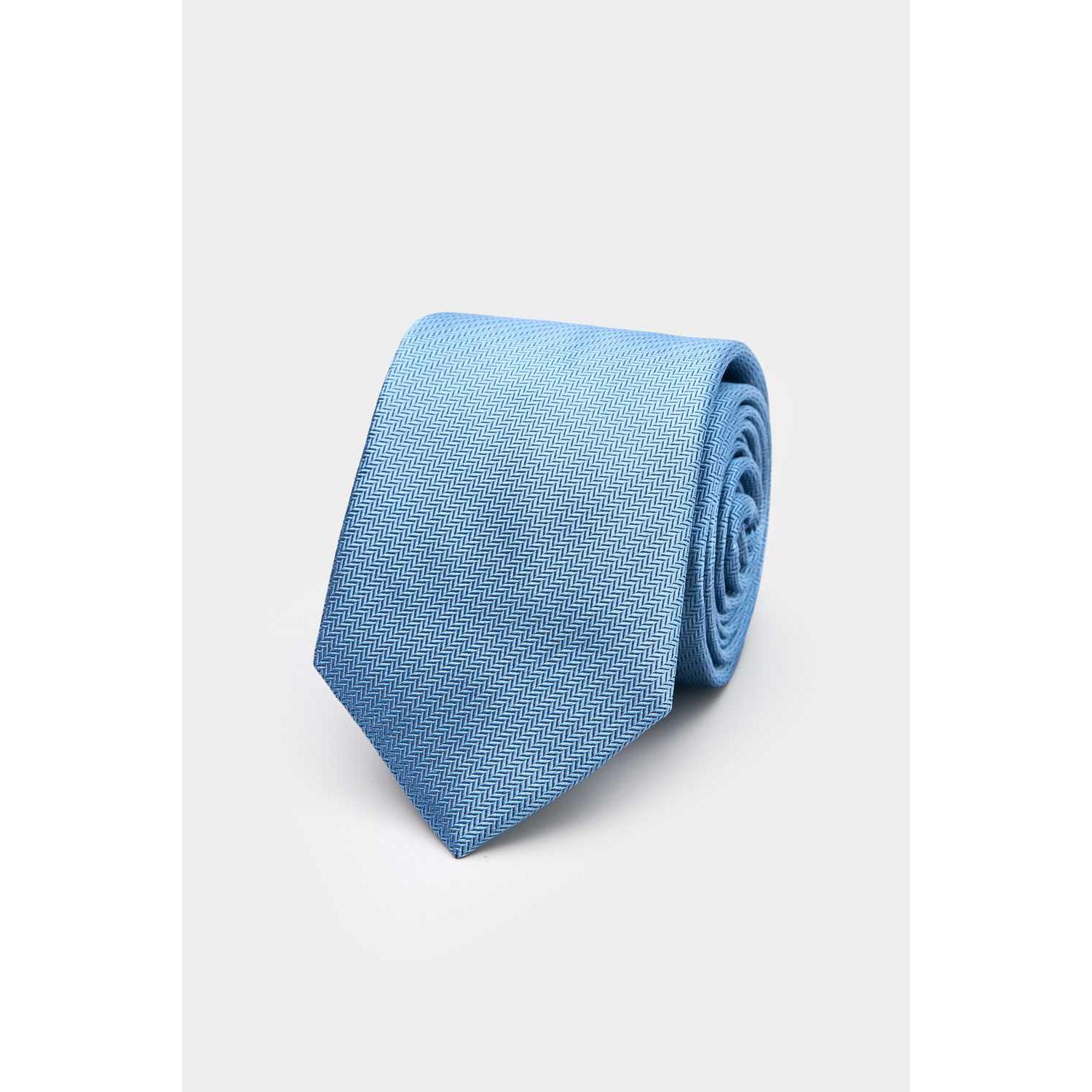 SST&C Light Blue Herringbone Narrow Tie | 00362409024