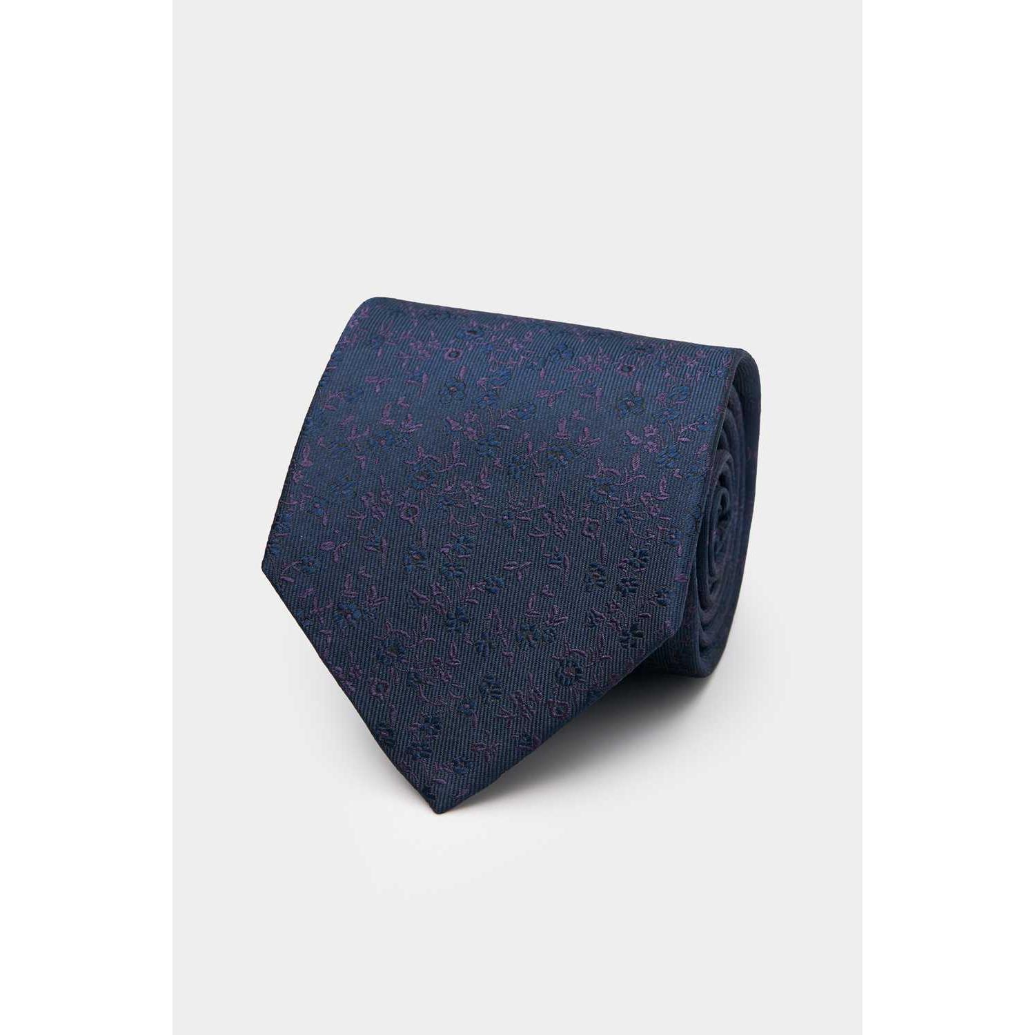 SST&C Navy Blue Small Floral Classic Tie | 00362409046