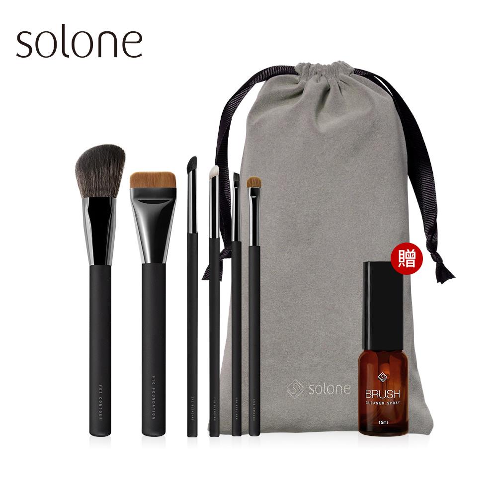【APP首購限定組】Solone 大藝術家玩色刷具入門6件組(單支包裝) 贈 專屬訂製束口收納袋(絨布款)+速乾洗刷噴霧15ml