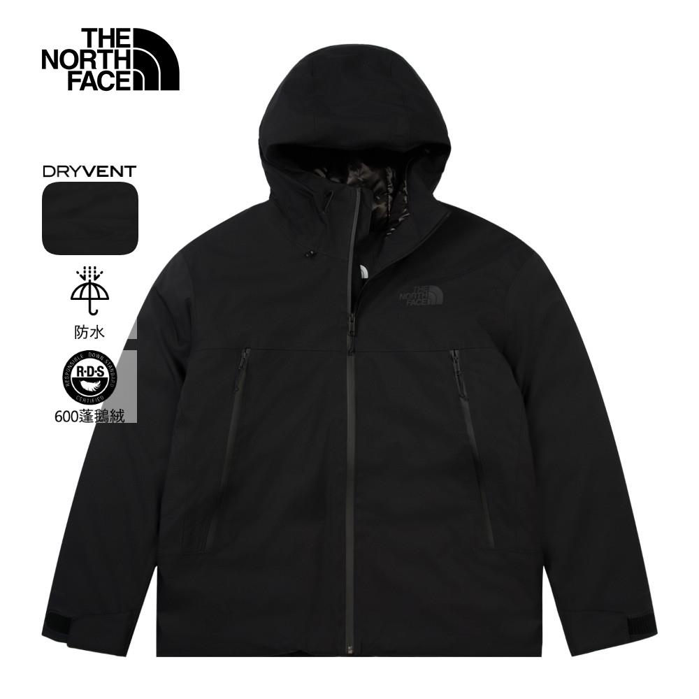 The North Face北面男款黑色DryVent防水透氣連帽羽絨外套｜83UMJK3 600蓬鬆度