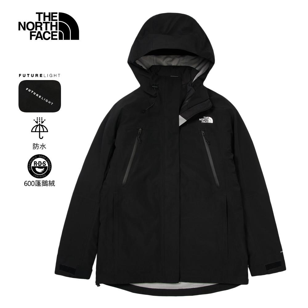 The North Face北面女款黑色FUTURELIGHT防水透氣連帽羽絨內裡三合一外套｜89X6JK3