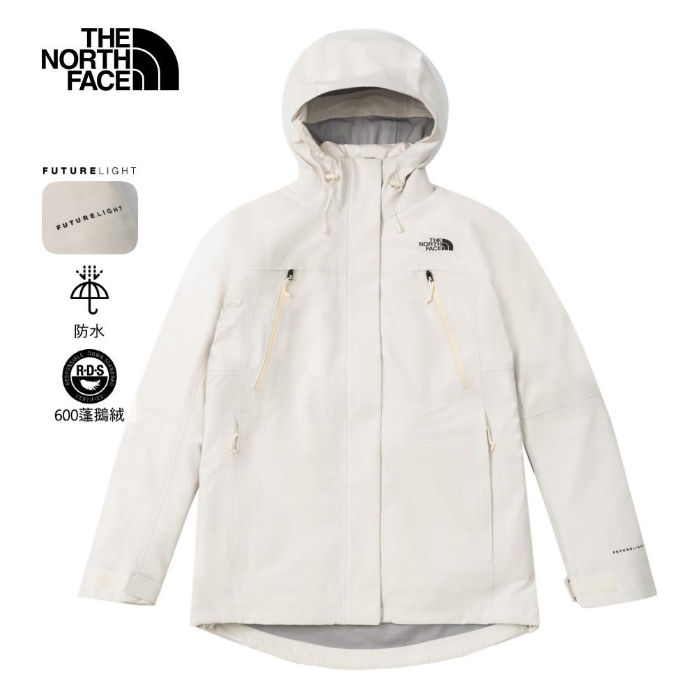 The North Face北面女款米白色FUTURELIGHT防水透氣連帽羽絨內裡三合一外套｜89X6QLI