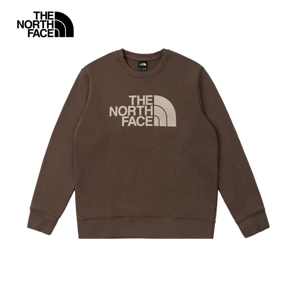 The North Face北面男款棕色舒適保暖大尺寸品牌印花長袖大學T｜8ATF1OI
