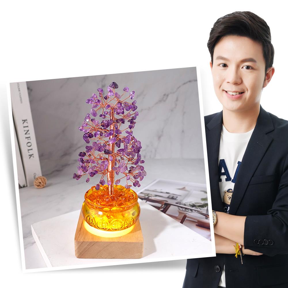 紫晶招貴搖錢樹燈－【招財、事業、貴人】