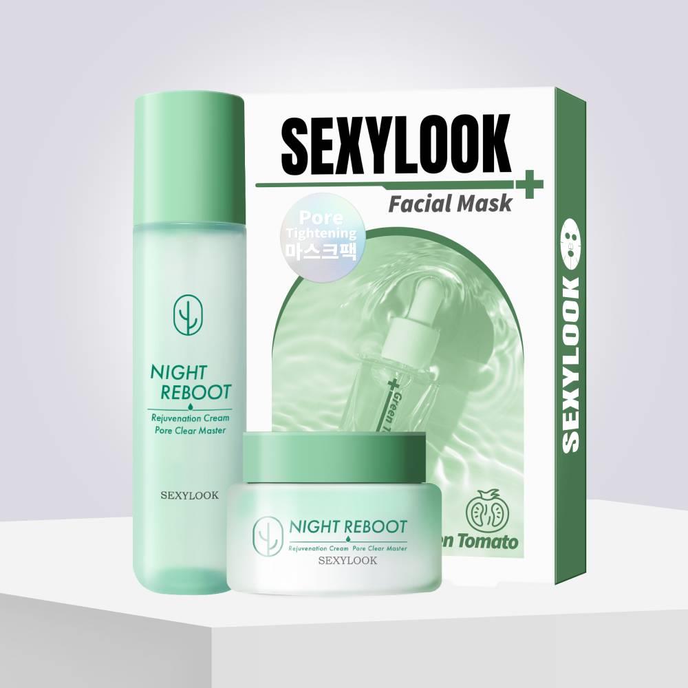 【SEXYLOOK 西西露】仙人掌夜光代謝水150ml+仙人掌夜光代謝霜 50ml+玻尿酸面膜(保濕鎖水/保濕嫩白/熊果素亮白/綠番茄舒緩) 任選1盒