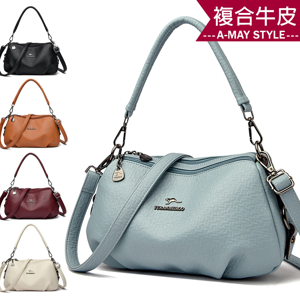 真皮 斜背包 水餃包 腋下包 優雅氣質紋理手提小方包(5色)【XWL58946】＊艾美時尚(現 預)