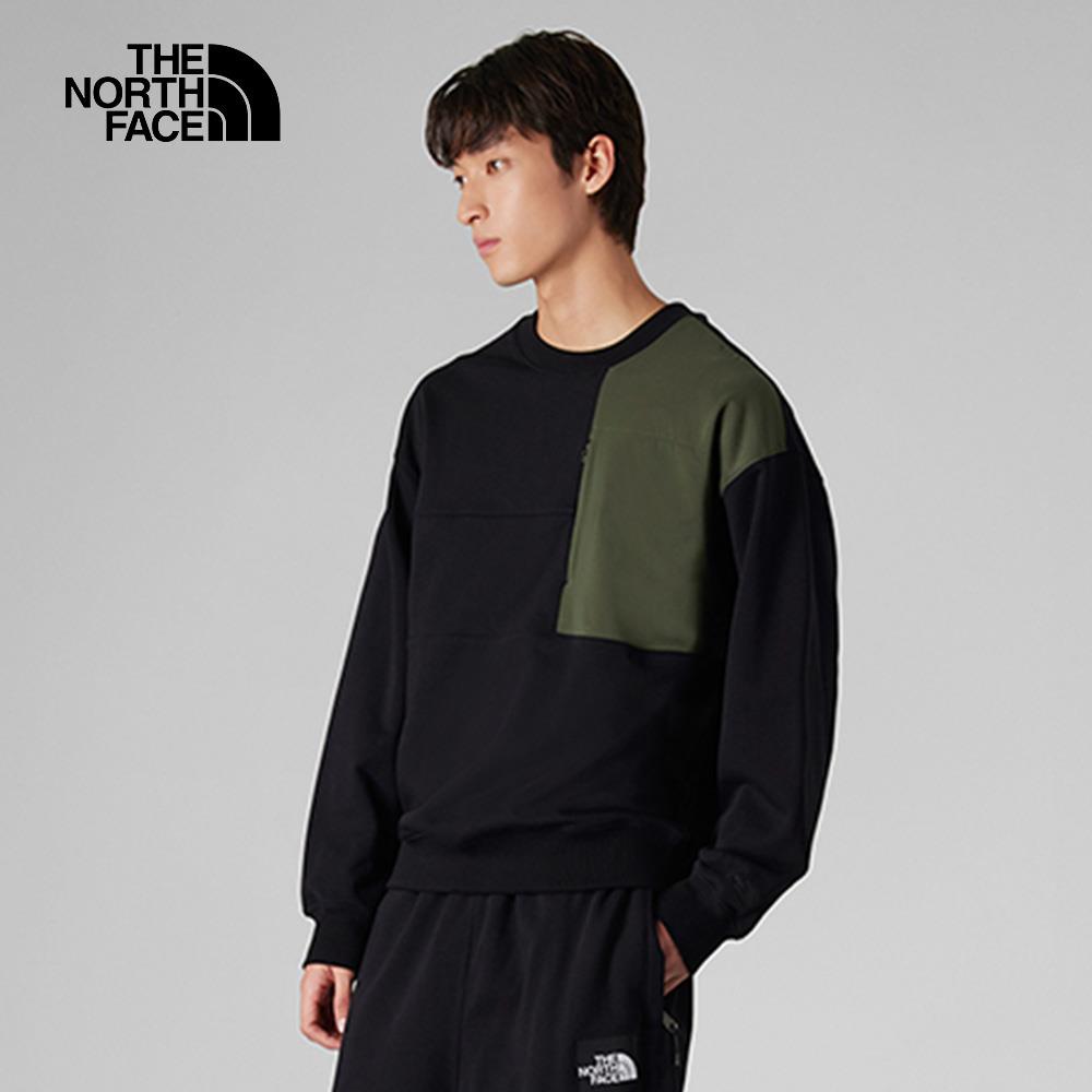 The North Face北面UE男款黑色純棉重磅保暖長袖大學T｜8AHTJK3