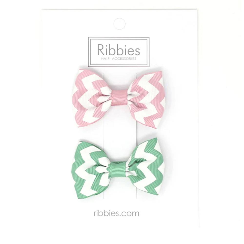【Beeplay獨家】英國Ribbies大雪芙蘭蝴蝶結2入組-粉紅/粉綠