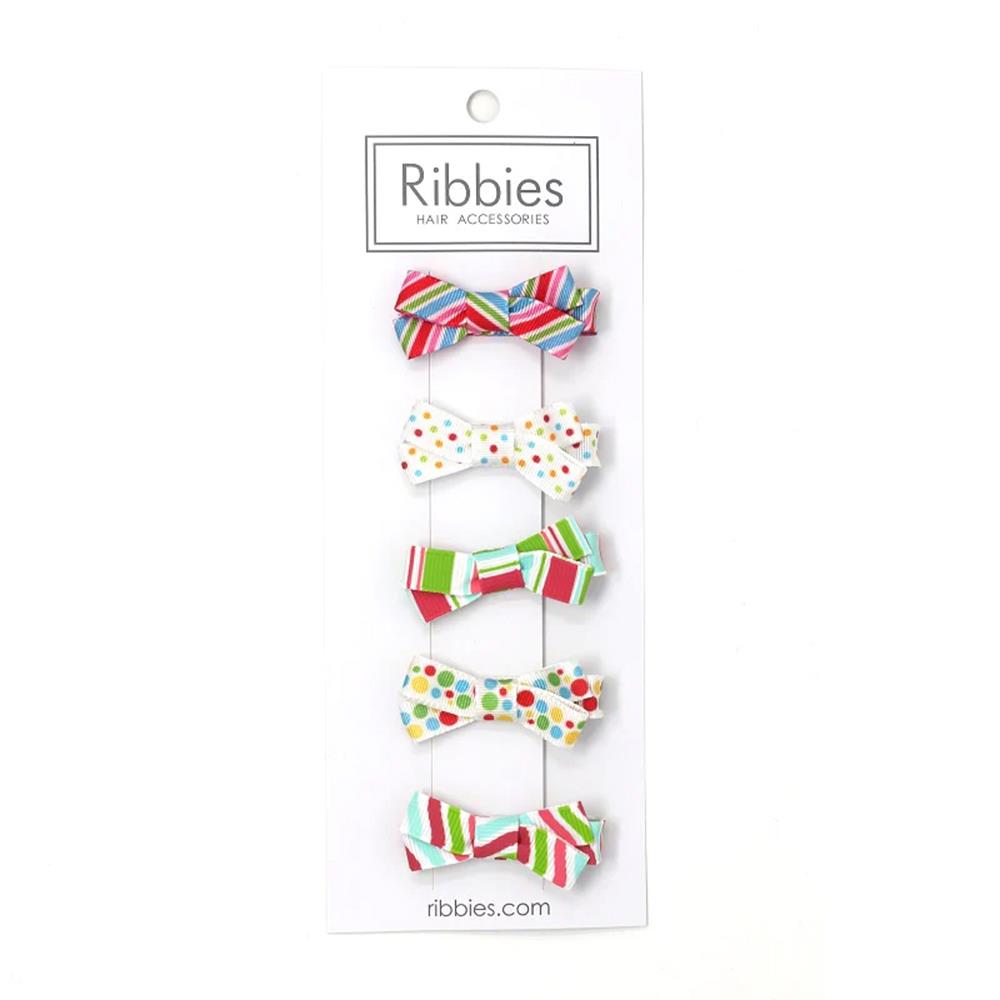 英國Ribbies 糖果蝴蝶結5入組-紅配綠